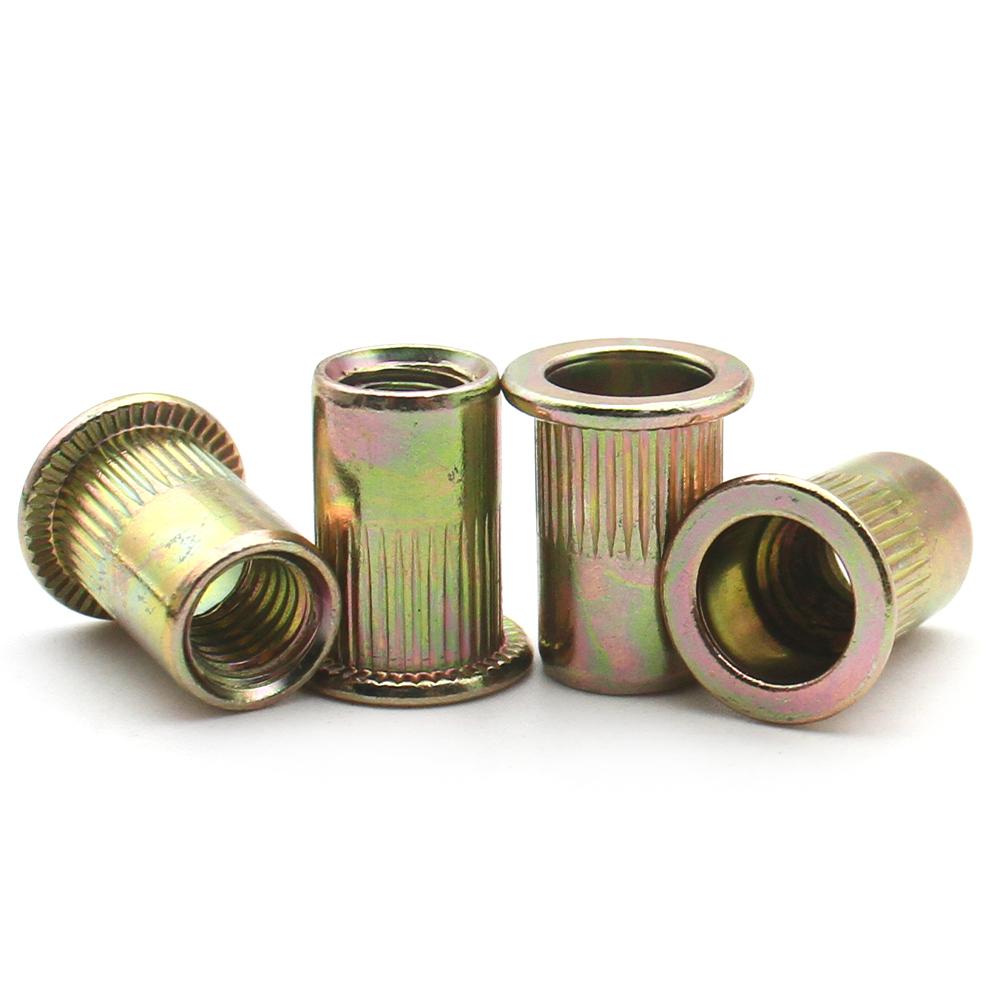 5-50pcs M3 M4 M5 M6 M8 M10 M12 Blind Rivet Nut Rivnut Yellow Zinc Plated Threaded Inserts for Housings Panels