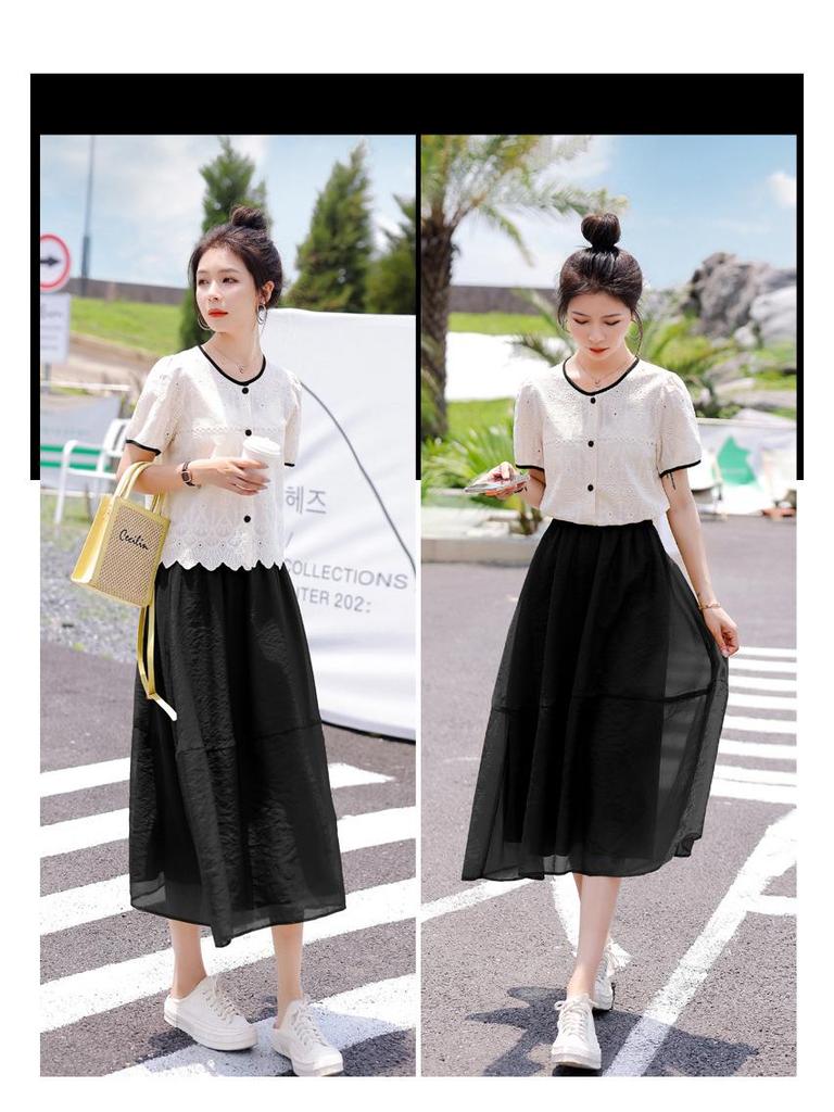 2025 Женский кружевной топ с коротким рукавом для похудения больших размеров - Новый французский стиль