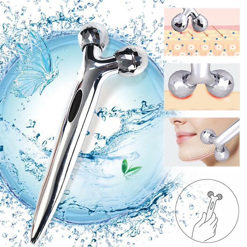 Роликовый аппарат для тонкого лица, V-массажер для лица, инструмент для тонкого лица, 3D-массажный шарик