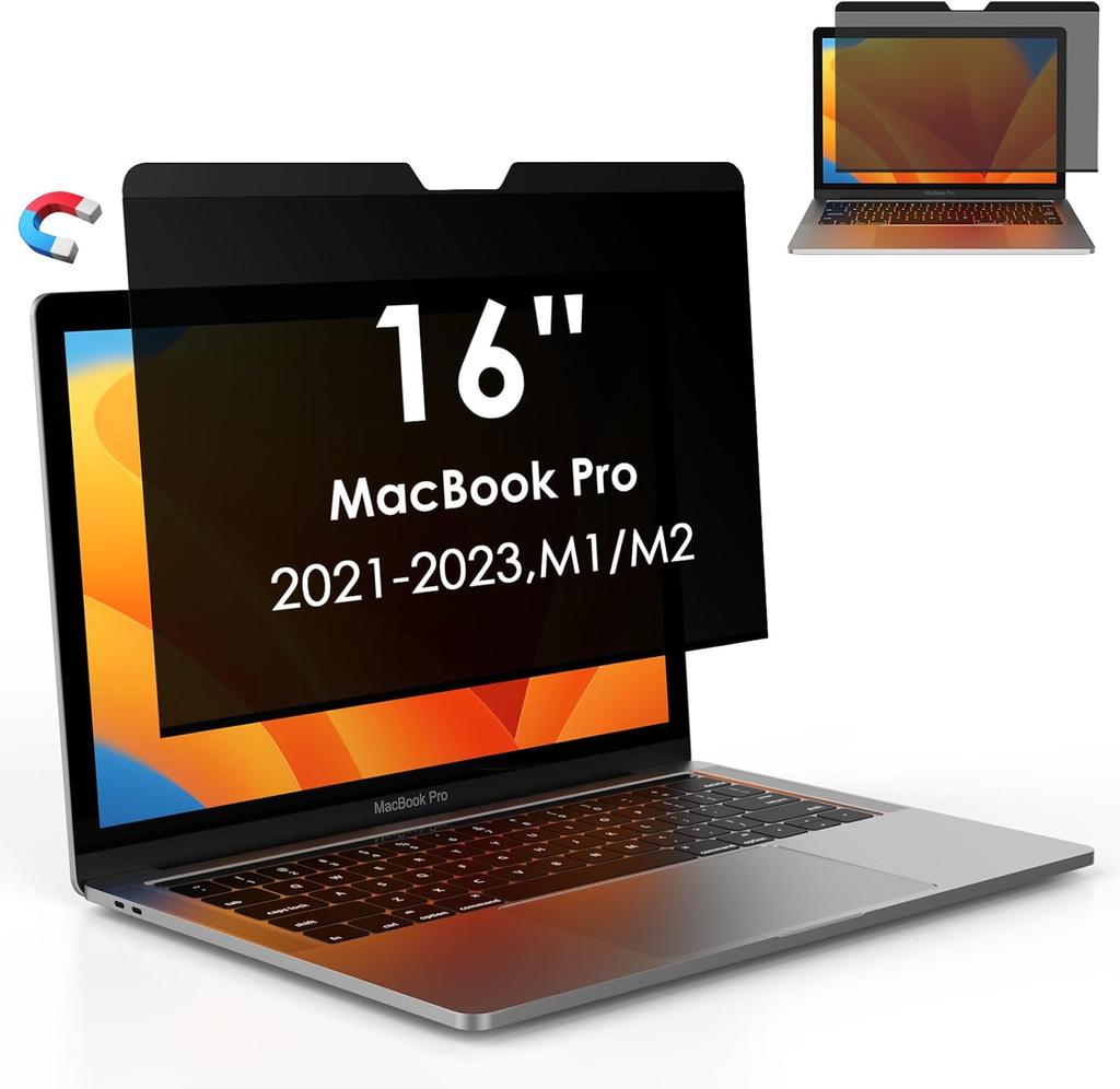 Магнитный экран Yamaya Laptop Privacy Screen для MacBook Pro 16 дюймов (2021-2023, М1,М2) -A2485/A2780, съемный защитный экран для экрана компьютера Mac 13" 14"