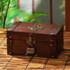 Antique Wooden Desktop Organizer Boxes With Lock For Home Gifts Decorations