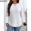 Women's Fashion Casual Spring Autumn Solid Color Print Long Sleeve O-Neck Blouses & Shirts