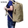 SCIONE Men's Canvas Backpack Multifunctional Bucket Bag Tactical Rucksack Outdoor Sport Mountain Bag