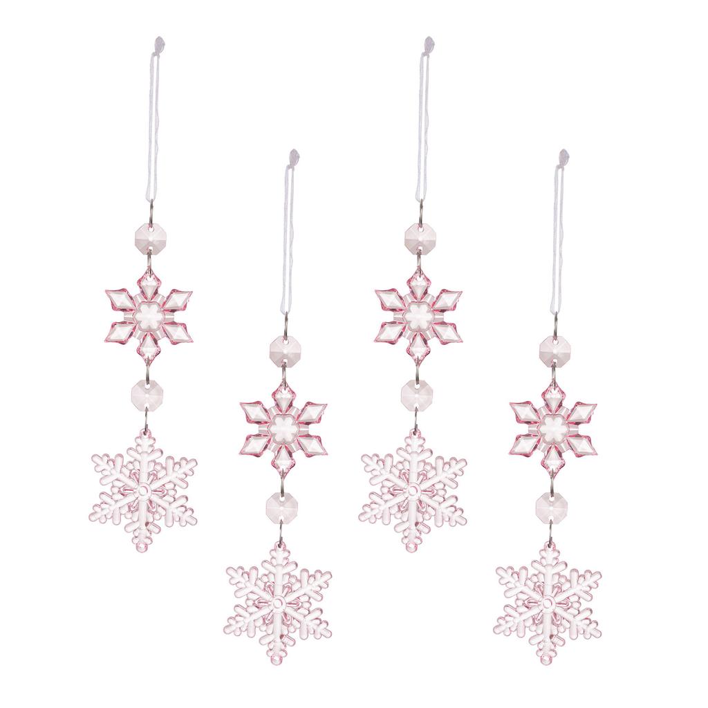 Set of 4 Snowflake Ornament Portable Accessory for Christmas Tree Hanging Decorations Sturdy Acrylic Festival Charm
