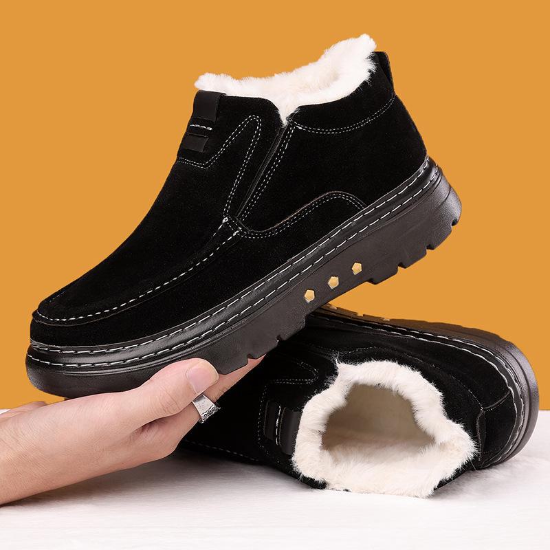 Мужские зимние ботинки большого размера из хлопка ручной работы - нескользящие, морозостойкие, толстые, теплые, с бархатом