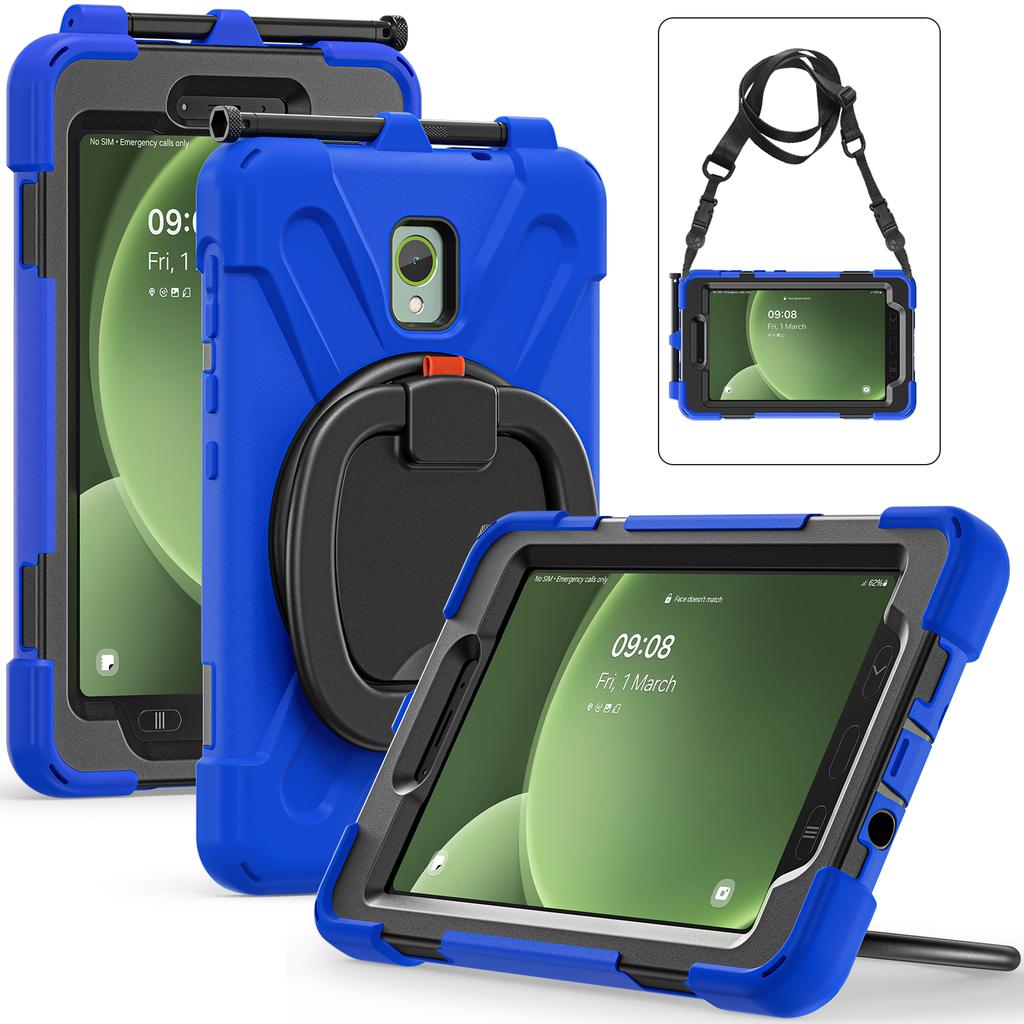 360 Rotating Kids Case Universal for Samsung Galaxy Tab Active 5 3 SM-X300 X306B SM-T570 575 8" Armor Stand Cover Shoulder Strap