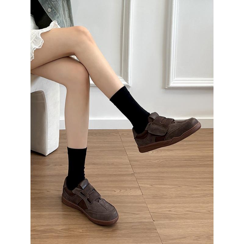 Версия из овчины, ретро, круглый носок, маффин, толстая подошва, на липучке, женская повседневная спортивная обувь, универсальные маленькие белые туфли