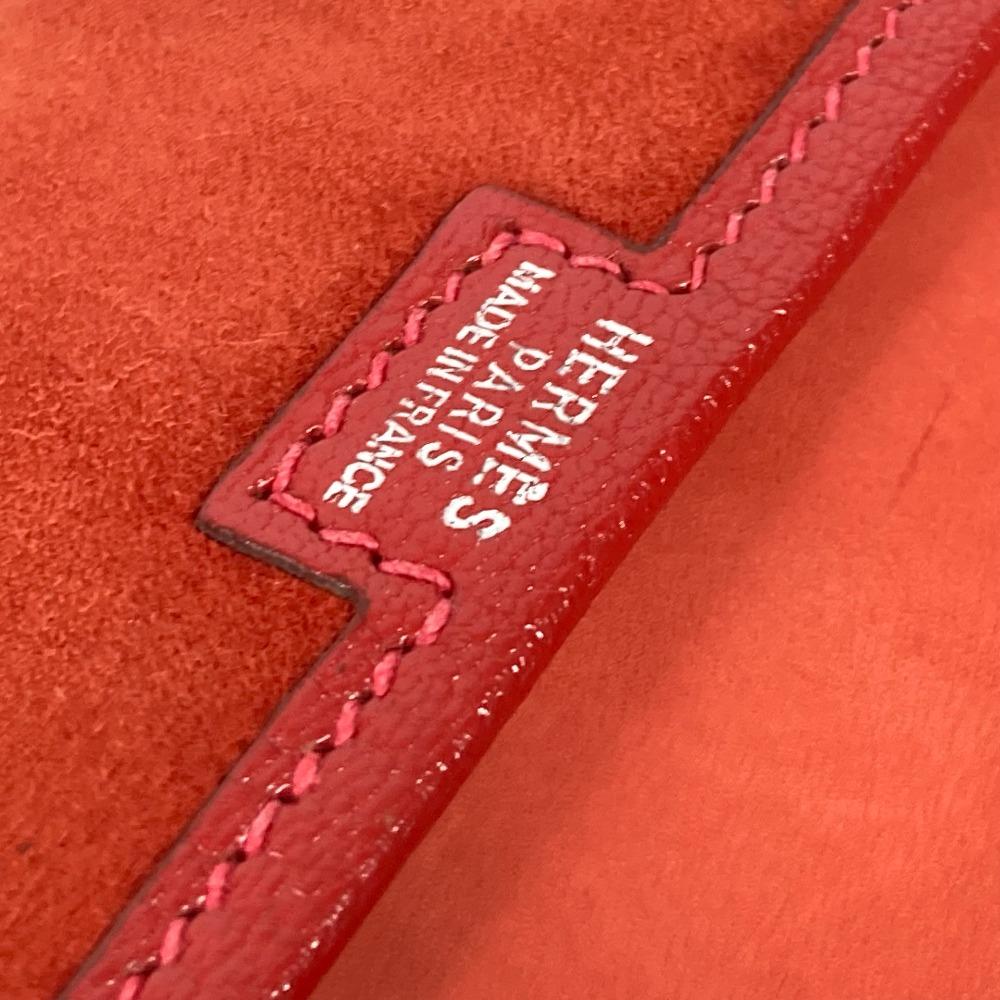 HERMES Bag H logo Jige Elan bag Clutch bag Leather Red