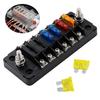 Car Independent Positive and Negative Pole Fuse Box, with 1 In and 6 Out, Fuse Holder, Screw Wiring