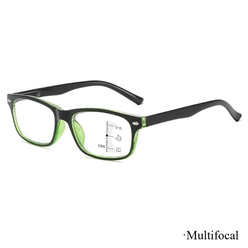 Прогрессивные мультифокальные очки для чтения с защитой от синего света, Ретро квадратные, Простые, Сверхлегкие, Унисекс, От +1.0 до +4.0