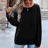 Женский осенне-зимний свитер с круглым вырезом и длинным рукавом, однотонные вязаные топы, свободный свитер