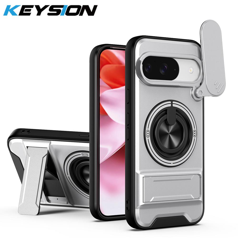 KEYSION Магнитный чехол для телефона Google Pixel 9 10 Pro XL 10 9 Pro Защита камеры сдвижной крышкой Вертикальная подставка Кольцо 360° Ударопрочный чехол