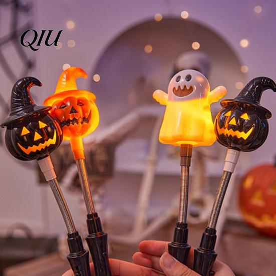 Flashing Halloween Light Party LED Glow Stick for Kids, Spooky Pumpkin Ghost Kids Safe Lighted Up Rod with Spring Holiday Favors Bendable Toy