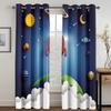 Kids Cartoon Out Space Curtains Galaxy Rocket For Baby Boys Bedroom Children Astronaut Planet Starry Art Printed Playroom