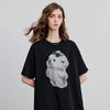 Chuyu Loose-Fit Dog Print T-Shirt Dress with Lace