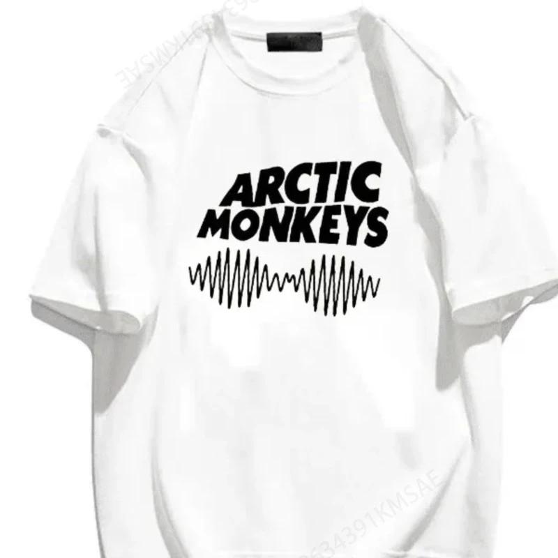 Хлопковая футболка с принтом Arctic Monkeys для женщин, мужчин, пар, в стиле манга, повседневная, белая, с круглым вырезом, модная уличная одежда