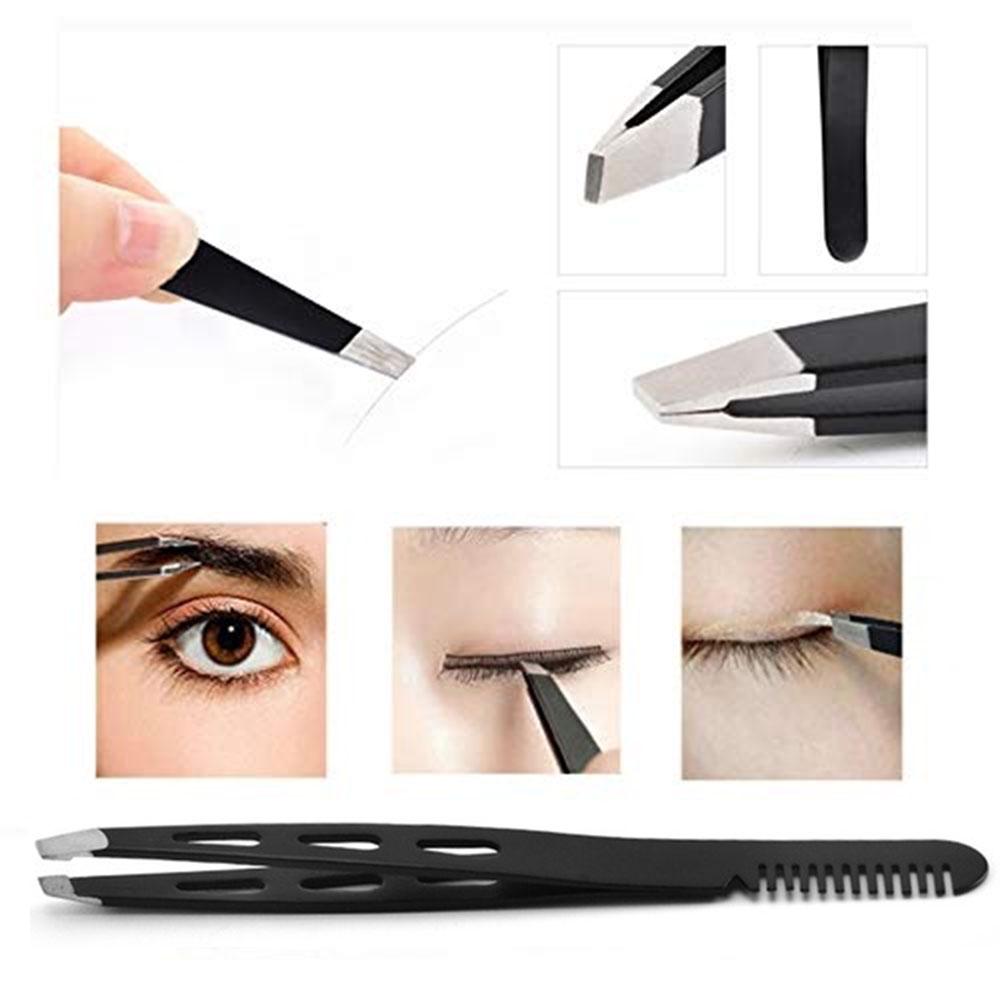 Steel Bevel Brow Clip Eyebrow Tweezers Clip Eyelash Comb Eyebrow Beauty Tools Threading Tweezers