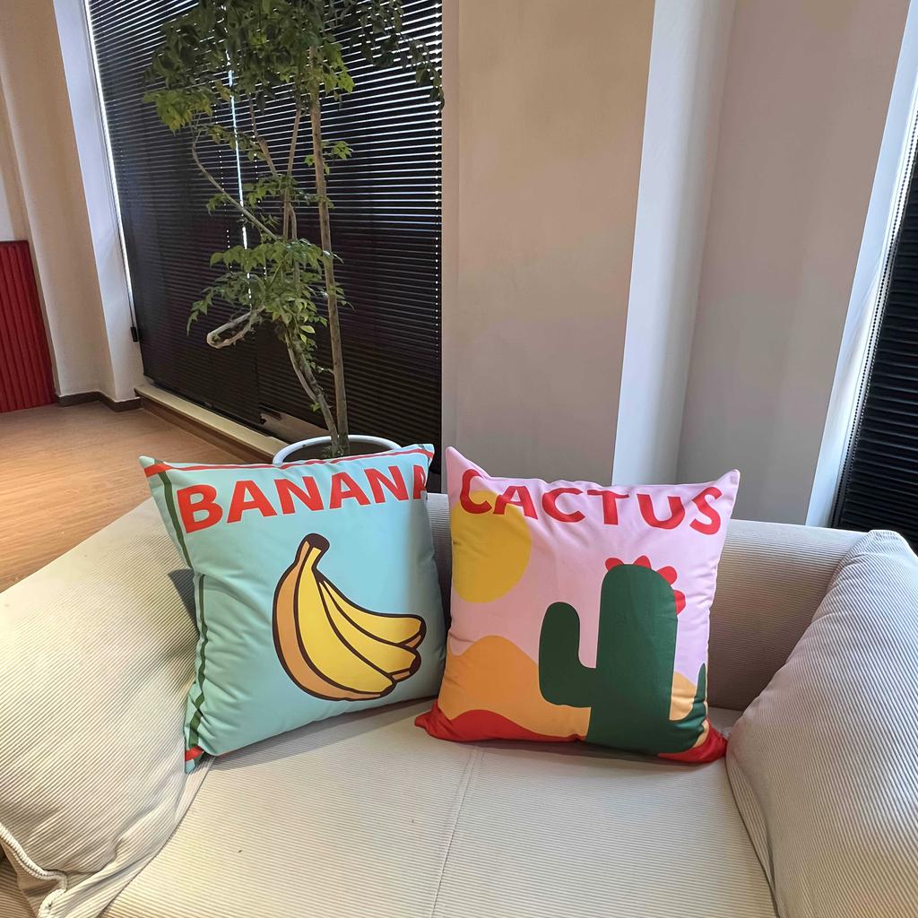 Lemon And Tomato Pattern Digital Printing Pillow Cover Short Plush Suitable Living Rooms Bedrooms Sofas Throw Cushion Cover 4Pcs