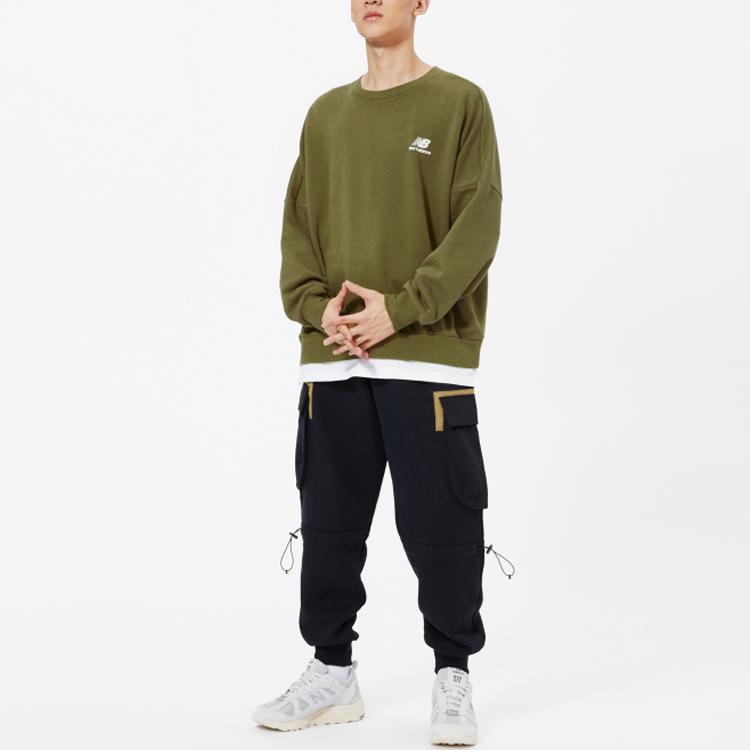 New Balance Толстовки Унисекс Оливково-зеленые С круглым вырезом Средняя Обычная AMT13345-OV