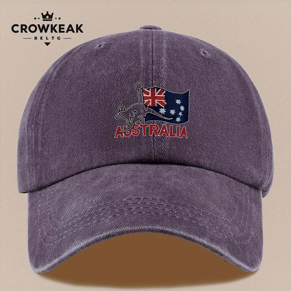 pc Australia Kangaroo Flag Baseball Cap  Vintage Distressed Trucker Hat Adjustable Snapback Closure Lightweight Breathable U
