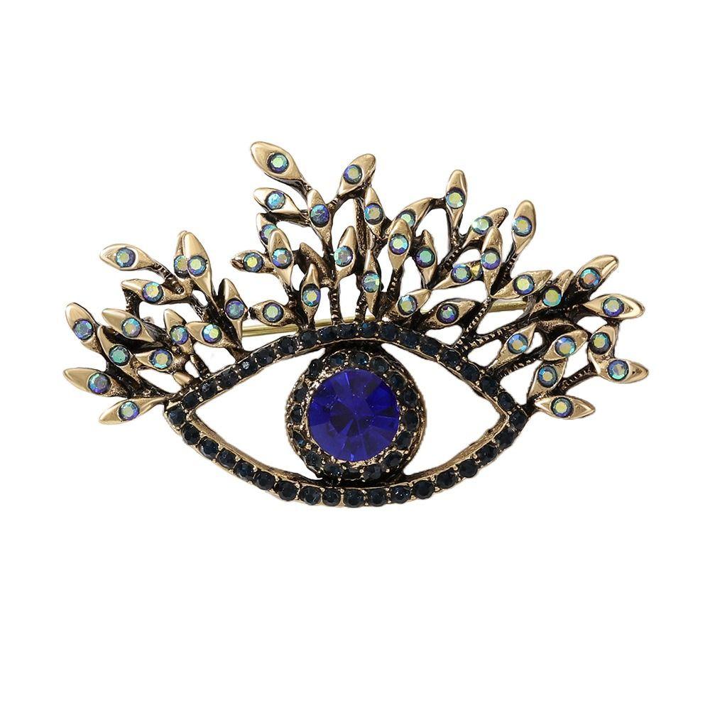 Decoration Luxury Badge Pin Crystal Pendant Rhinestone Eye Brooches Devil Eye Brooch Pin  Gifts