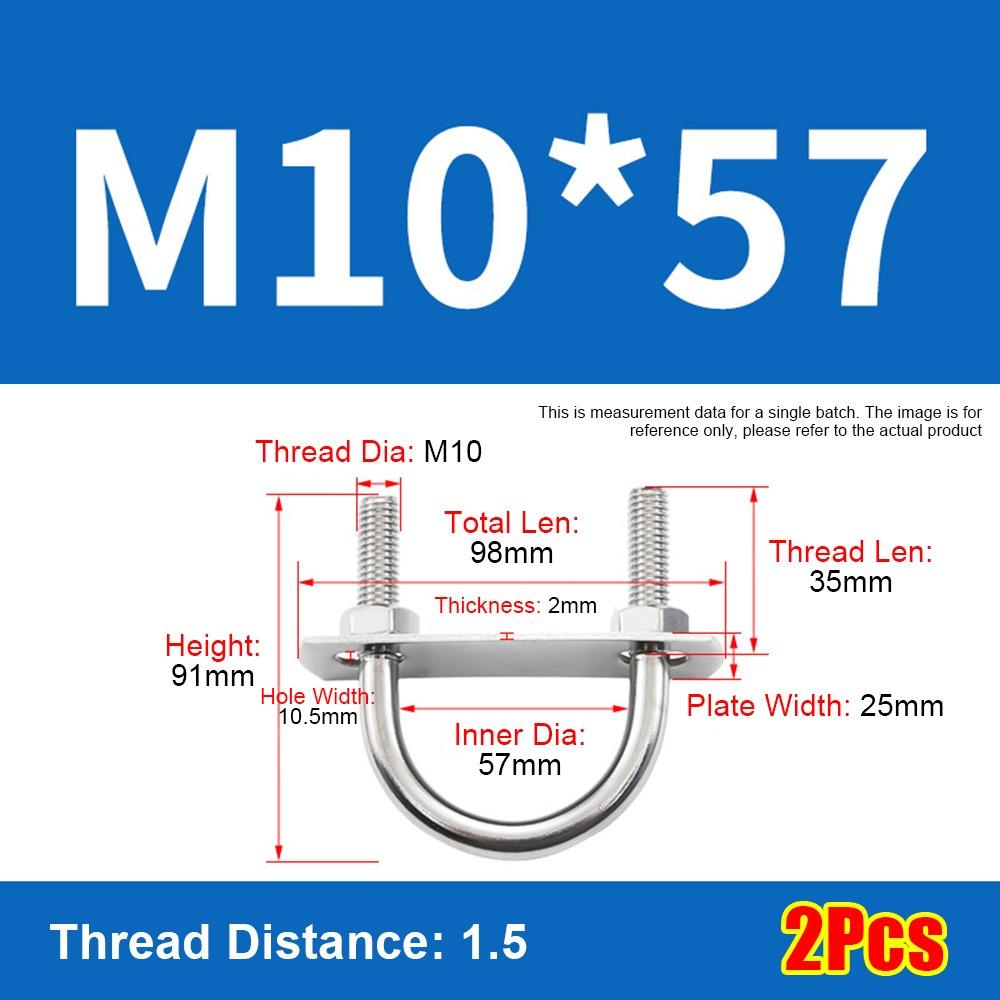 1Set Screws Pipe U-clamp With Baffle Round Bolt New M10 Round Tube Clamp for Round Tube