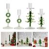 3 Piece Set Glass Candle Holders Christmas Tree Design Handblown Borosilicate for Taper Candles Stable Base Holiday Decor