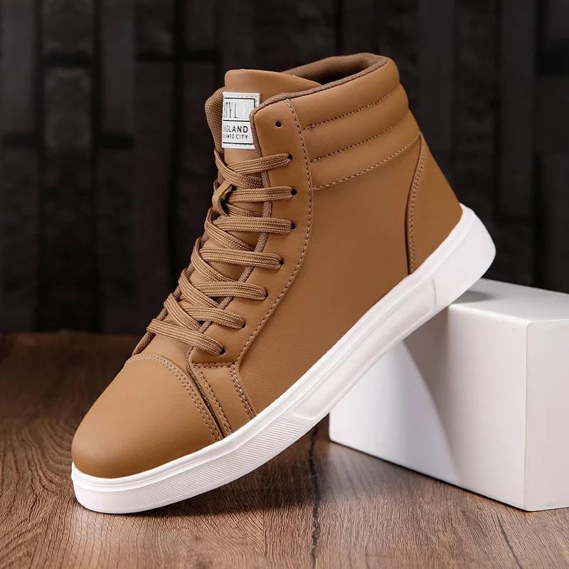 Весенняя мода 2025 года Красные мужские кроссовки Высокие кеды для скейтбординга для мужчин и женщин Удобные кожаные кроссовки унисекс Размер 35-46