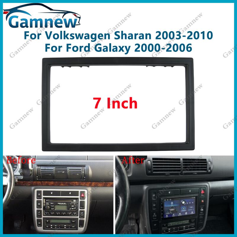 7 inch 2DIN Car Fascia Radio Panel For Volkswagen Sharan 2003-2010 Ford Galaxy 2000-2006 Frame Kit Install Facia Face Plate