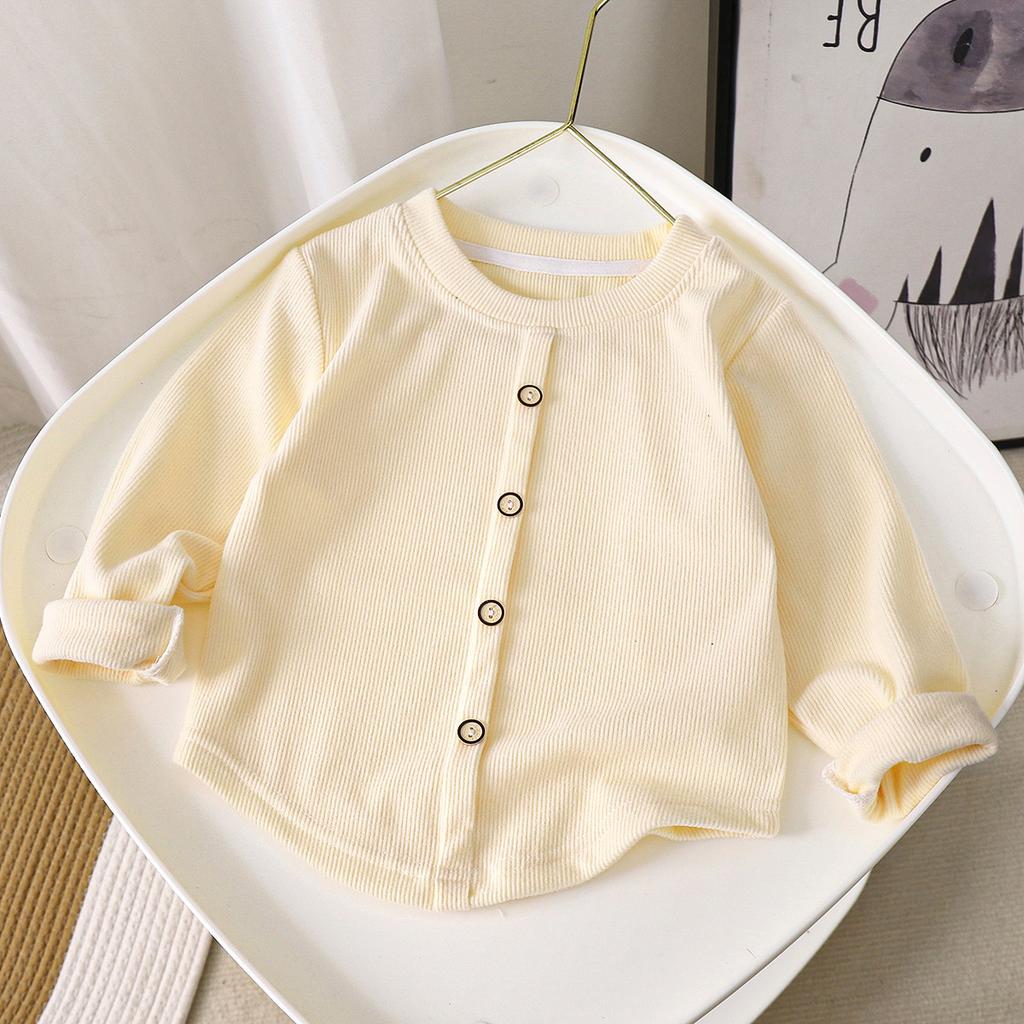 Spring Children's Base Shirt Elastic Button Warm Long Sleeved Top