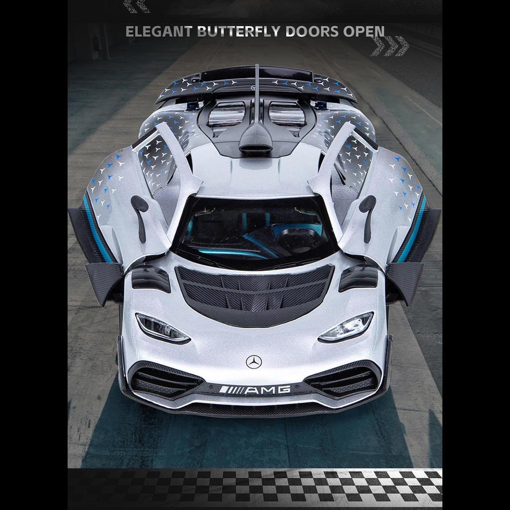 1/24 Scale Benz ONE Sports Diecast Car Model Toy, Pull Back Toy Vehicle with Sound and Light for Kids Toddler Boys Girls Gift Collection