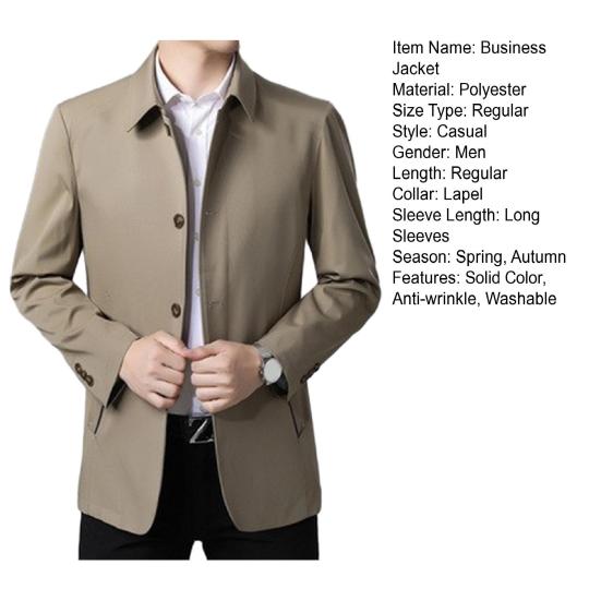 Мужская весенне-осенняя куртка с длинным рукавом и отложным воротником, однобортный однобортный деловой пиджак, костюм, повседневное пальто