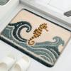 Summer Beach Wave Print Bath Mat, Soft Fluffy Non-slip Absorbent Bathroom Rug, Washable Shower Room Home Floor Decor