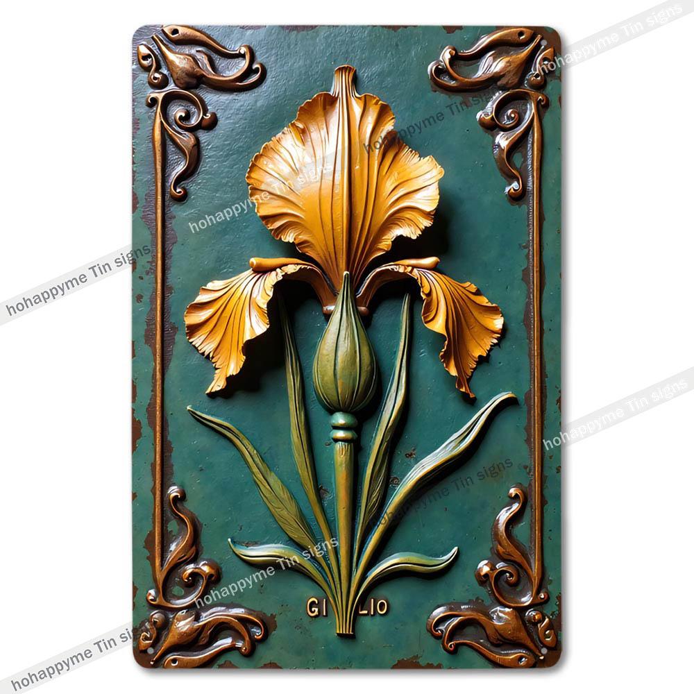 Retro Floral Metal Tin Signs Home Decor Wall Art Garden Farmhouse Country Kitchen Bathroom Living Room