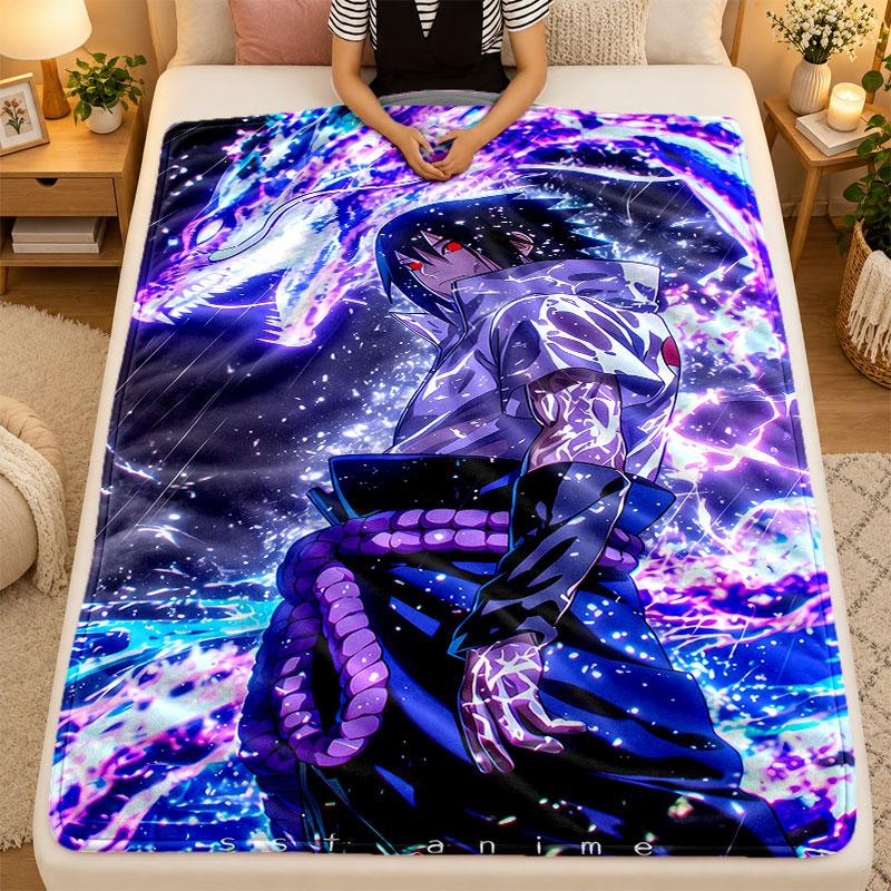 Flannel BlanketSasuke Uchiha Warm Soft Throw Blanket for Indoor Sofa Bed Living Room Use