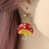 Красочные эмалевые серьги-пусеты в виде мультяшных грибов с инкрустированными бриллиантами - Милые и универсальные пусеты и каффы