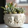 Lion Couple Relief Succulent Plant Flowerpot Resin Silicone Mold Cute Lion Relief Storage Box Candle Cup Concrete Gypsum Molds