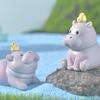 Набор из 4 скульптур из полимерной смолы в виде мультяшных бегемотов ручной работы, миниатюрная сцена, идеально подходит для украшения стола, домашнего акцента или в качестве подарка