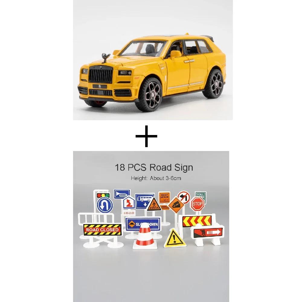1:36 Scale Cullinan Toy Car Model Alloy Diecast Rubber Tires Sound Light Pull Back Simulation Toy Vehicles Models for Adult Toys