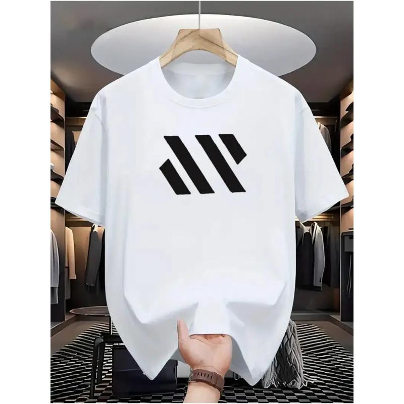 Plus Size Men'S T-Shirt "Modern Casual T-Shirt with Stylish Triangle Print Comfortable Summer Wear for Men