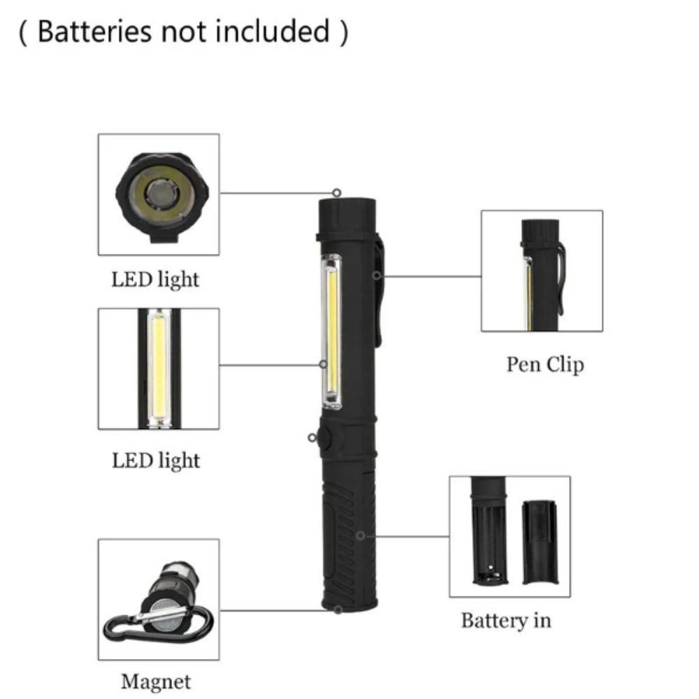 Waterproof COB LED Flashlight Multifunctional Inspection Flashlight Security Mini Pen Light Bike