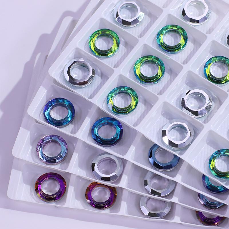 Iridescent Angel Ring Rhinestone Nail Art Glass Pendant Accessory