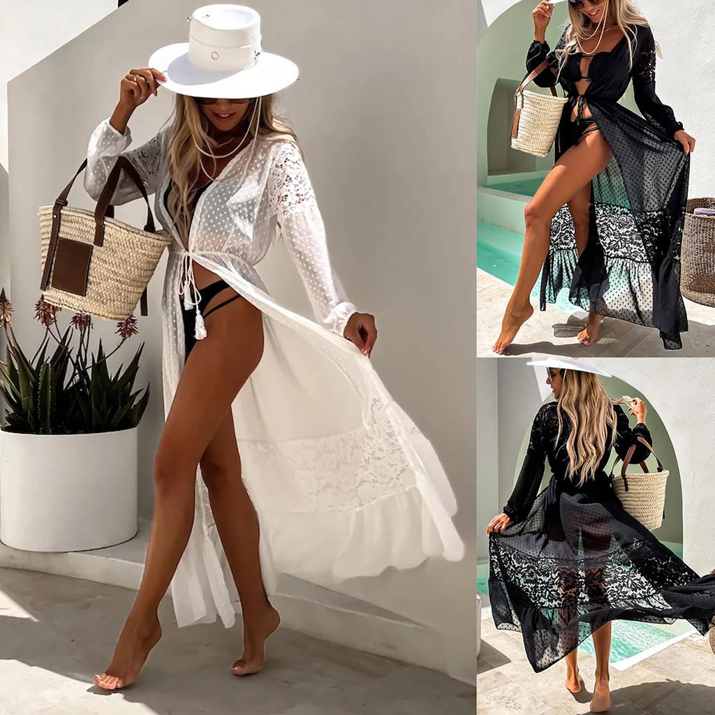 Женская однотонная куртка, свободная шифоновая вставка, кружевная рубашка с защитой от солнца, блузка