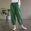 Women's Retro Lace Patchwork Summer Cotton and Linen New Cropped Pants Lantern Pants Design Sense Versatile Pure Cotton Casual Pants