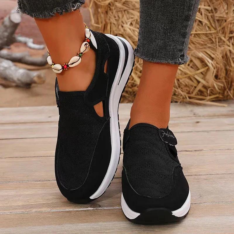 Fashion Breathable Platform Sport Sneaker Woman 2025 Spring Hollow Out Thick Sole Running Shoes Woman Non Slip Casual Sneakers Size 43