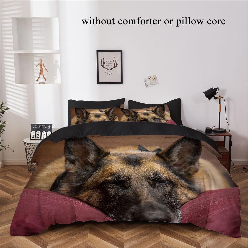 3D цифровая печать Серия домашних собак Новый трехсекционный комплект Шлифовальная ткань Пододеяльник Комплект постельного белья