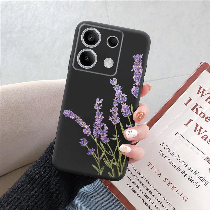 Чехол для телефона Redmi 13C 4G 12C A3 A2 A1 Plus Note 13 Pro для Xiaomi 14 Poco C65 X6 X3 Pro противоударный бампер с цветочным котом и мраморным рисунком, черный чехол