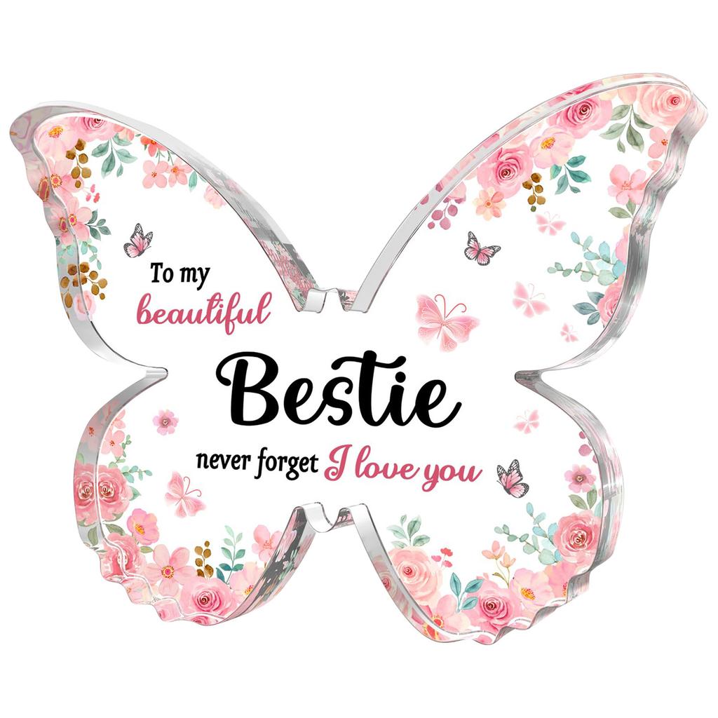 1pcs Personalized Acrylic Pink Butterfly Custom Wedding Name Baby Baptism Mirror Black Engraved Tag Decoration Ornament Gift