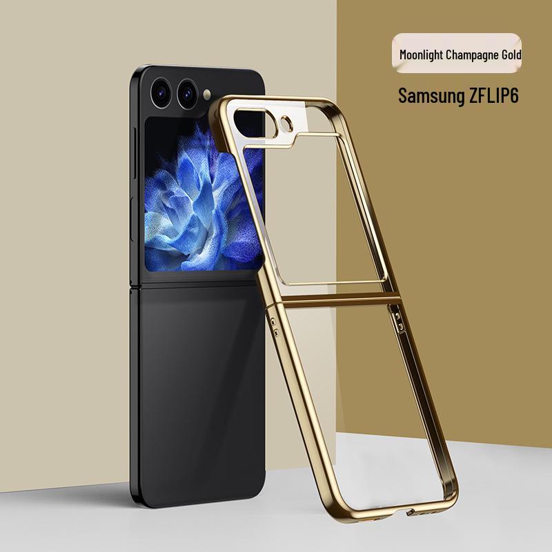 Чехол для телефона Samsung Z Flip - Двухсекционный, Прозрачный, Гальванизированный, Ультратонкий, Ударопрочный, для Моделей 5/6/7, Защита экрана.