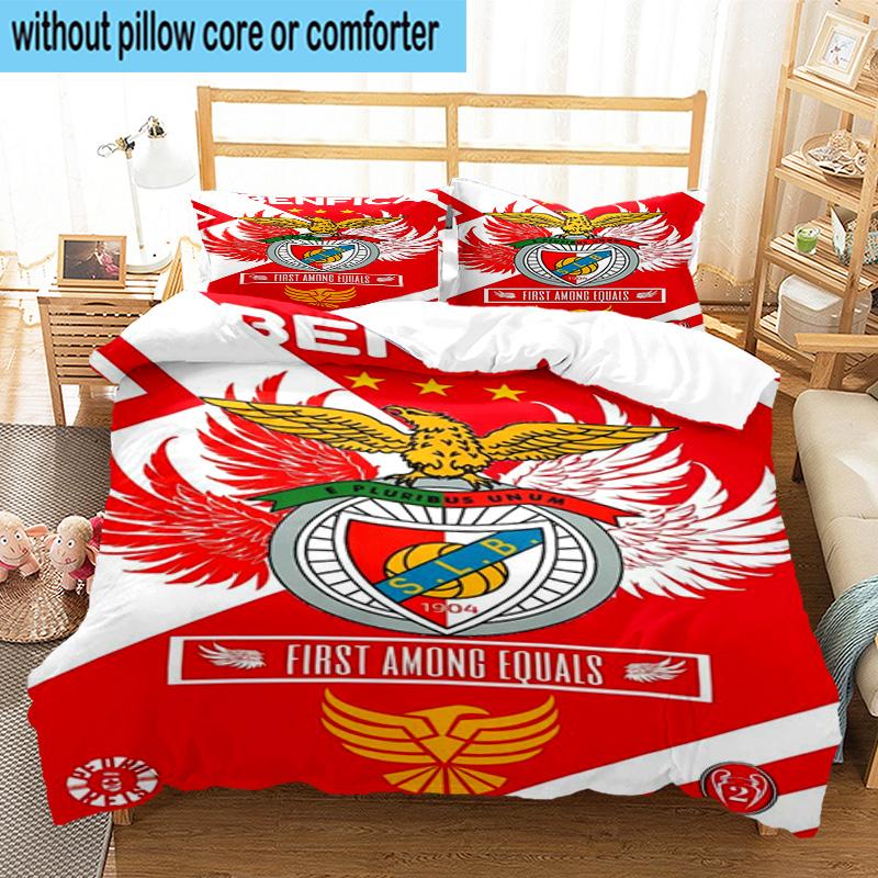3pcs Benfica Football Club Printed Bedding Set Duvet Cover Closure Includes 1 Duvet Cover & 2 Pillowcases Bedding Sets Home Decor Gifts